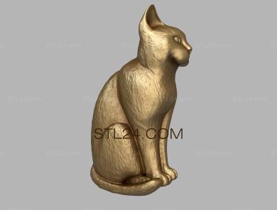 Животные (Сидящий кот, JV_0120) 3D модель для ЧПУ станка